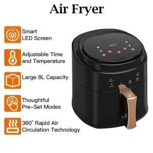 Écran tactile intelligent de 8L de 1400W, friteuse électrique sans huile, friteuse à air chaud