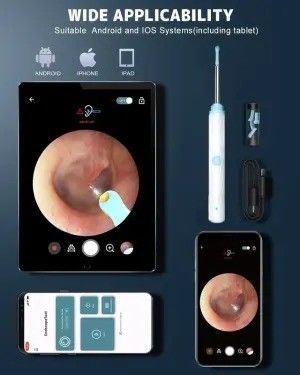 Kit d' élimination de la cire d'oreille de nettoyage ménager avec appareil photo et lumière 1296P Otoscope Ear Cleaner