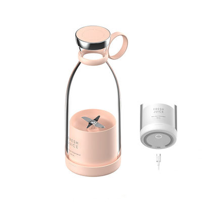 Juicer USB rechargeable portable 350ml 4 lames Mini électrique rose pour les voyages