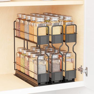 Organisez efficacement votre salle de bains avec un organisateur de rack à épices coulissant à 2 couches