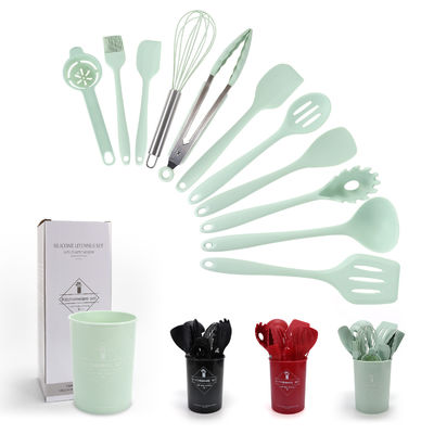 Spatula en silicone de cuisine avec seau de rangement 12 pièces ustensiles de cuisine de boulangerie antiadhésifs