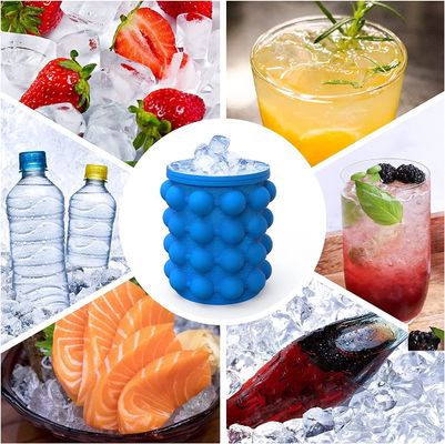 267 grammes de silicone portable demi-rond économisant de l'espace Seau de glace avec couvercle bleu/rouge/jaune