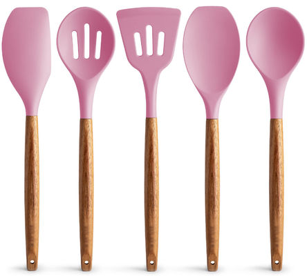 Ensemble d' ustensiles de cuisine à haute température pour la cuisine 5 pièces de silicone antiadhésif cuillère à éponge