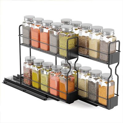 Logo personnalisé Bouteille d'épices de cuisine Jars 2 couches Plateau de rangement pour armoire de maison