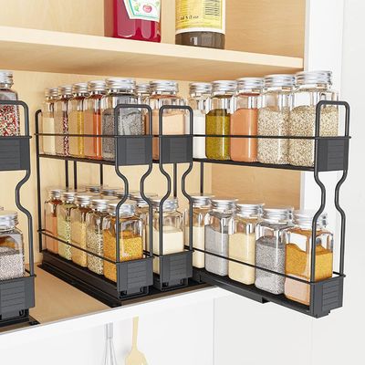 Logo personnalisé Bouteille d'épices de cuisine Jars 2 couches Plateau de rangement pour armoire de maison