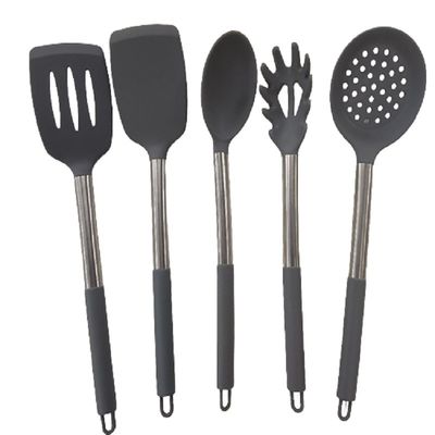 Essentiels de cuisine Spatule antiadhésive et cuillère à soupe avec barre en acier inoxydable