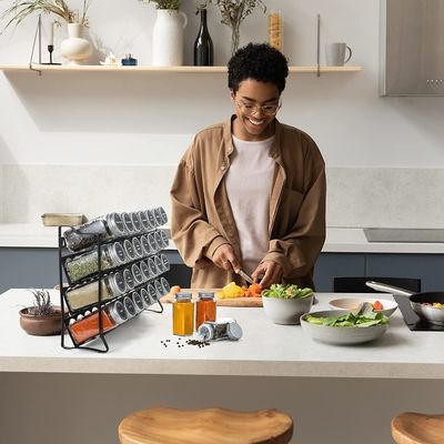 Organiseur de bouteille d'épices de type métallique à 3 niveaux pour comptoir de cuisine