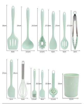 995G Set d' ustensiles de cuisine au gel de silice avec poignée en bois et seau de stockage en carton de boutures