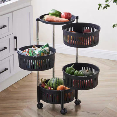 Étagère de rangement de cuisine avec cinq couches et paniers ronds noirs