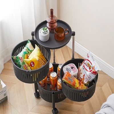 Standing Type 3 Layers Metal Round Pantry Stockage et organisation pour le cabinet de cuisine