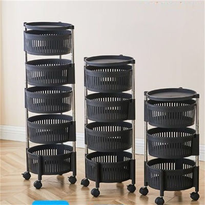 Standing Type 3 Layers Metal Round Pantry Stockage et organisation pour le cabinet de cuisine