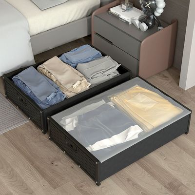 Boîte de rangement sous linge de lit/jouets avec poulie et couvercle
