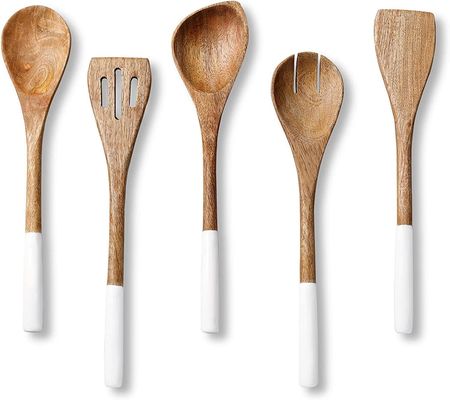 Cuisine en bois d'acacia 5 pièces Cuillère à soupe fourchette à spatule