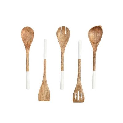 Cuisine en bois d'acacia 5 pièces Cuillère à soupe fourchette à spatule