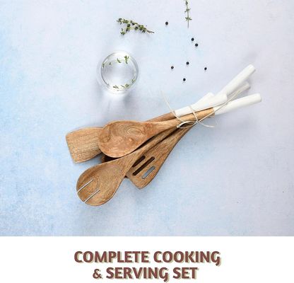 Cuisine en bois d'acacia 5 pièces Cuillère à soupe fourchette à spatule