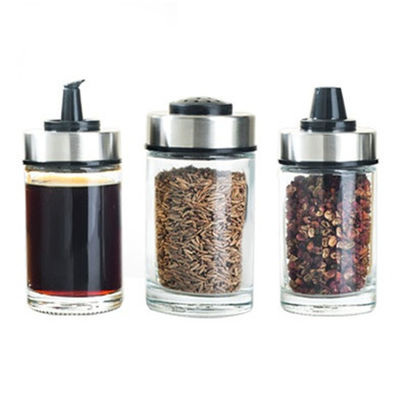Un ensemble de pots en verre sans plomb pour les épices, en acier inoxydable de conception épaissie, capacité 1,5 kg.