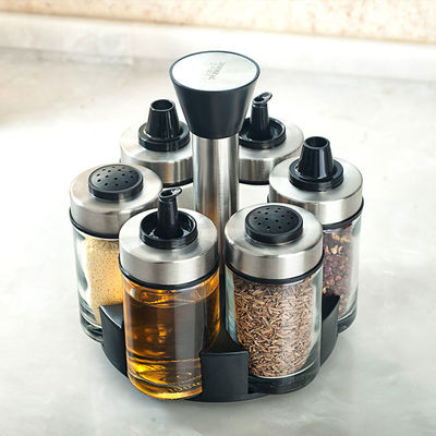 Un ensemble de pots en verre sans plomb pour les épices, en acier inoxydable de conception épaissie, capacité 1,5 kg.
