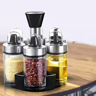 Un ensemble de pots en verre sans plomb pour les épices, en acier inoxydable de conception épaissie, capacité 1,5 kg.