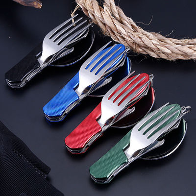 Ensemble d'outils de camping pliables couteau à fourchette à cuillère en acier inoxydable pour les activités de plein air