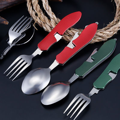 Ensemble d'outils de camping pliables couteau à fourchette à cuillère en acier inoxydable pour les activités de plein air