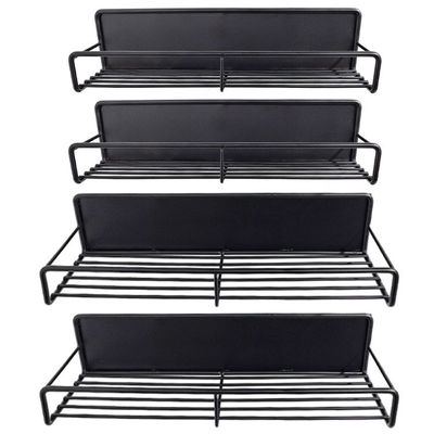 Plateaux de rangement d'épices magnétiques à niveau unique en noir pour l'organisation de la cuisine