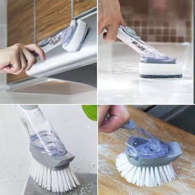 3 têtes de nettoyage remplaçables éponge de lavage de savon PP TPR brosse à dents à laver les plats