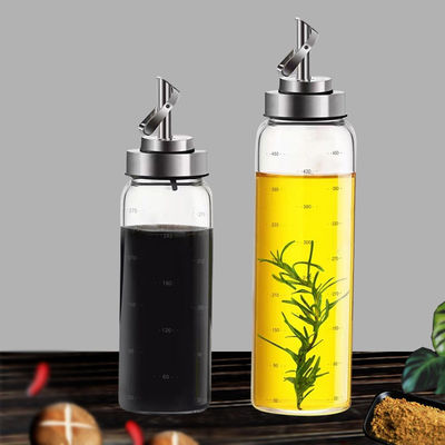 Bouteille d'huile d'ouverture et de fermeture automatique pour cuisine en verre à haute borosilicate 6,4*25 cm