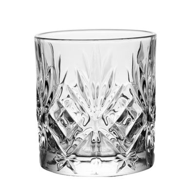 340 ml de verre de luxe en verre transparent de design de roche gravé en cristal de luxe Whiskey verre de bière