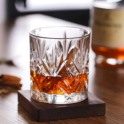 340 ml de verre de luxe en verre transparent de design de roche gravé en cristal de luxe Whiskey verre de bière