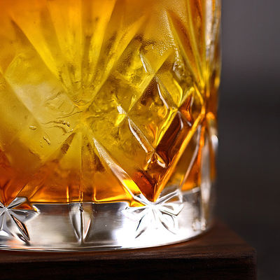 340 ml de verre de luxe en verre transparent de design de roche gravé en cristal de luxe Whiskey verre de bière