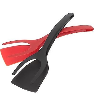2 en 1 Spatule Tong pour outil de cuisson Ouvrier noir Pinceau Tong Pancake Poisson Toast français