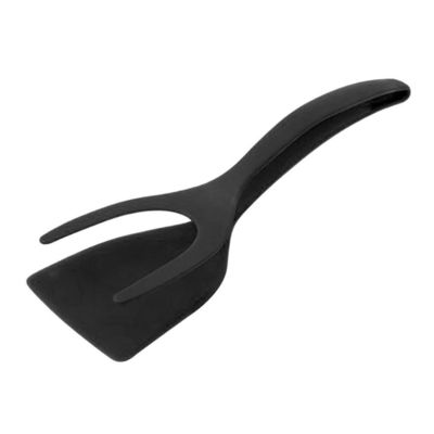2 en 1 Spatule Tong pour outil de cuisson Ouvrier noir Pinceau Tong Pancake Poisson Toast français