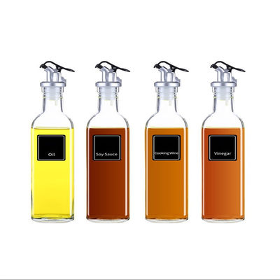 Autres outils de cuisine Bouteille d'huile en verre blanc haute carré avec buse de logo personnalisée