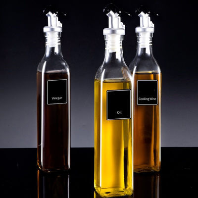 Autres outils de cuisine Bouteille d'huile en verre blanc haute carré avec buse de logo personnalisée