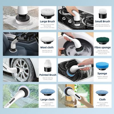 9 Têtes de pinceau remplaçables Laveuse à rotation électrique avec poignée amovible réglable