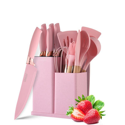 Outils de cuisine en silicone ensemble 19 pièces Outils de cuisine avec accessoires de poignée en bois