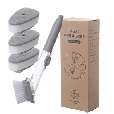 Outils de cuisine Brosse à nettoyer 2 en 1 Brosse à laver les plats avec poignée longue et éponge