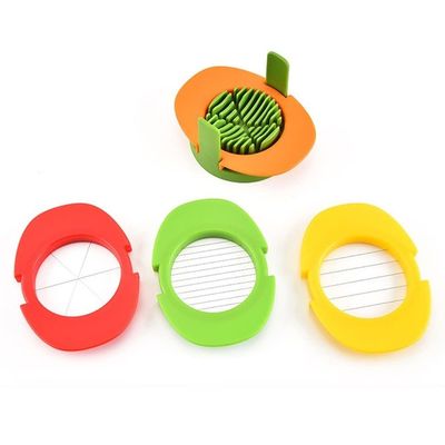 Ensemble de trancheuse à œufs 3 coupeuses pour tranches minces Outil de coupe manuel facile en plastique PP avec support de trancheuse
