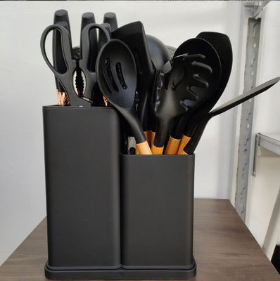 19 pièces de poignée en bois de silicone ensemble de ustensiles de cuisine pour les outils de cuisine et restaurant approvisionné