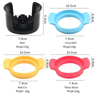 Ensemble de trancheuse à œufs 3 coupeuses pour tranches minces Outil de coupe manuel facile en plastique PP avec support de trancheuse