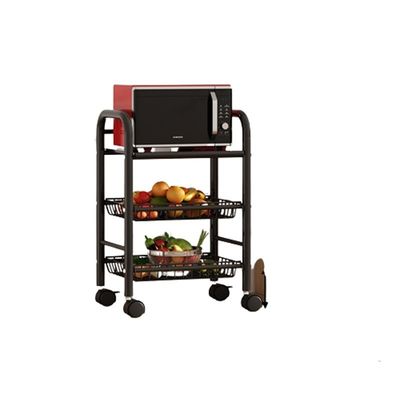 Étagère de rangement mobile rotatif à trois niveaux en acier au carbone pour ménage de cuisine