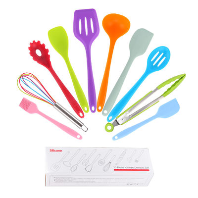 Soutien au silicone vert pour la cuisson à haute température dans Nonstick 10 pièces Ensemble d'outils de cuisine