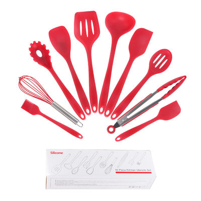 Soutien au silicone vert pour la cuisson à haute température dans Nonstick 10 pièces Ensemble d'outils de cuisine