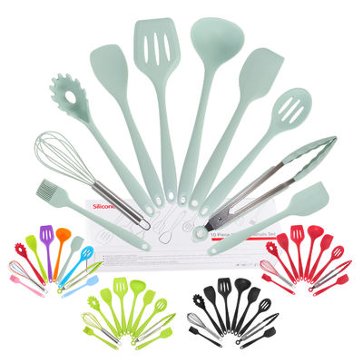 Soutien au silicone vert pour la cuisson à haute température dans Nonstick 10 pièces Ensemble d'outils de cuisine