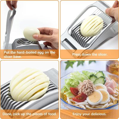 Outils de cuisine stockés Coupeuse d'œufs en métal à main Coupeuse d'œufs en acier inoxydable Coupeuse d'œufs en fil d'acier pour œufs durement bouillis