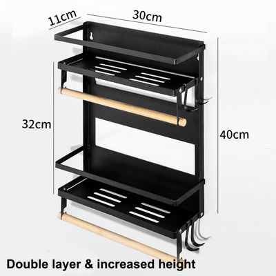 Organiseur magnétique de réfrigérateur de 4 niveaux pour porte-serviettes en papier de cuisine 5 crochets et capacité de 2,6 kg