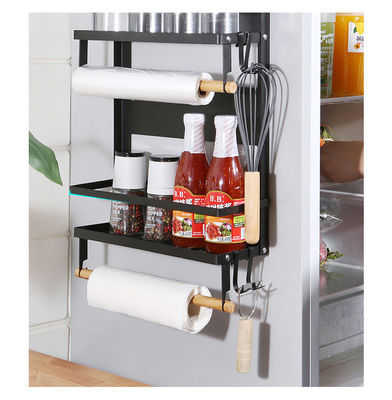 Organiseur magnétique de réfrigérateur de 4 niveaux pour porte-serviettes en papier de cuisine 5 crochets et capacité de 2,6 kg