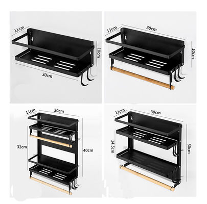 Étagères magnétiques de cuisine pliables pour le stockage des épices en acier au carbone et en bois
