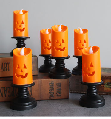 Décorations d'Halloween Porte-bougie à la citrouille LED Lampes de nuit Lampes de chandelier Ornements 8*12cm