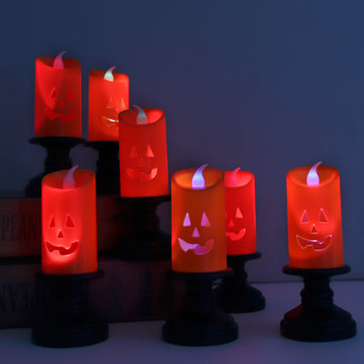 Décorations d'Halloween Porte-bougie à la citrouille LED Lampes de nuit Lampes de chandelier Ornements 8*12cm